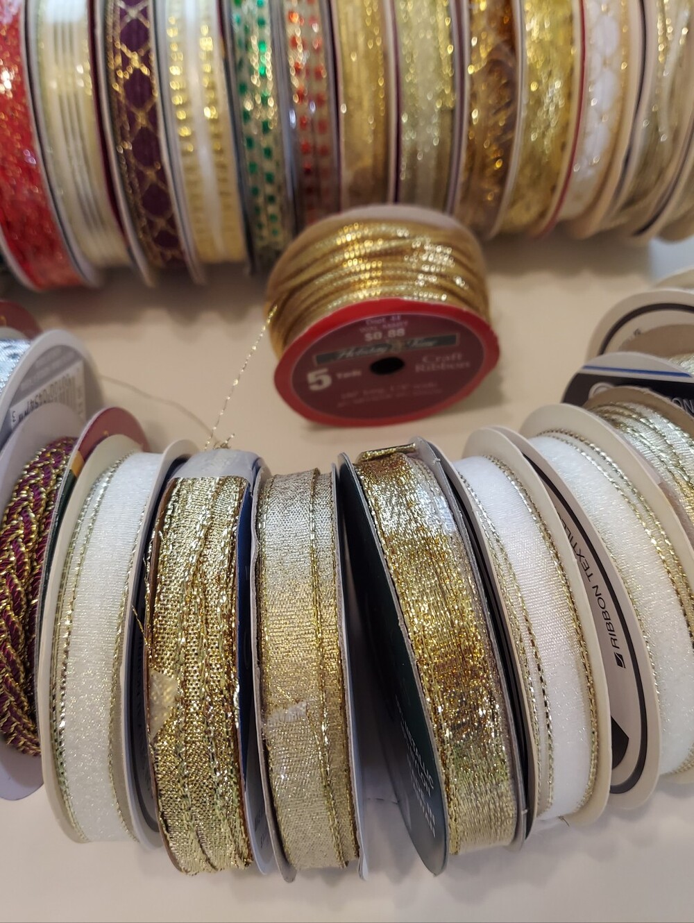 New Decorative Crafting Ribbon(36 Rolls), Variety Colors, Widths, Wired, Trims, - Picture 4 of 9
